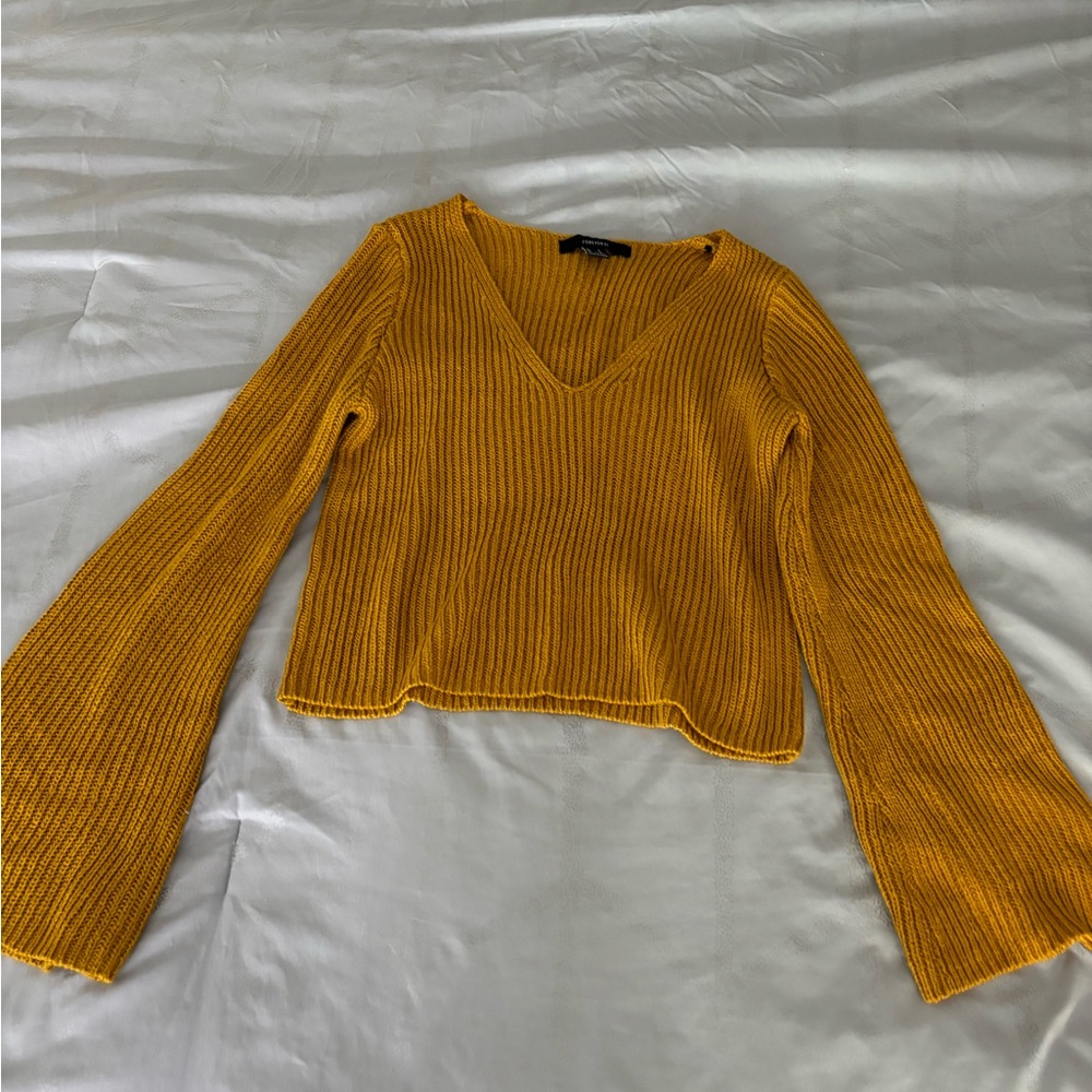 Forever 21 Bell sleeve mustard sweater size small